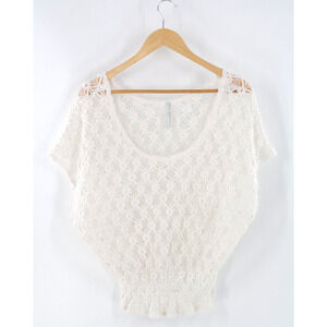 Blouse White Lace Short Sleeves Blouse XS Women's extra small New Romantics‎
